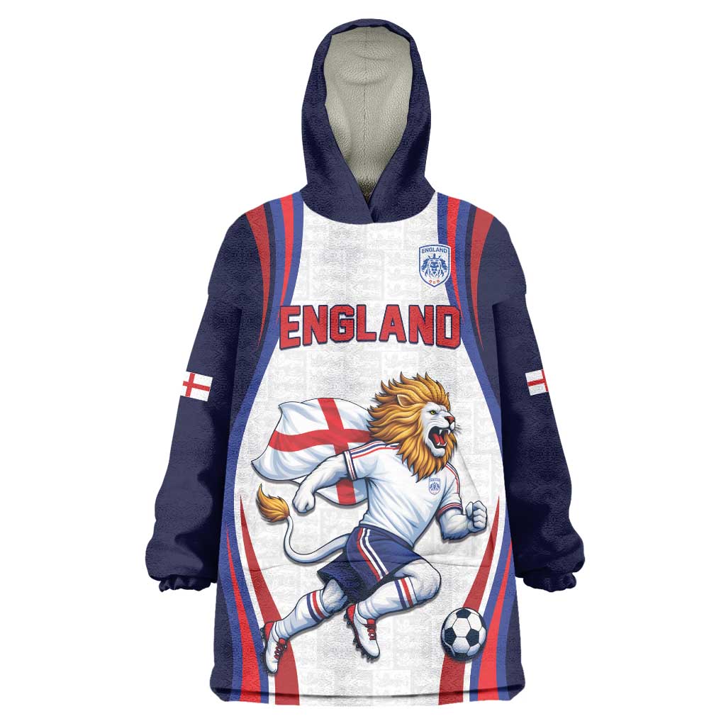 Custom World Football 2026 England Wearable Blanket Hoodie Lion Mascot St George Cross Design