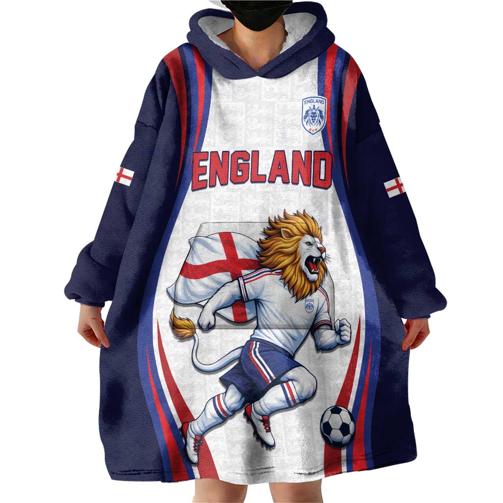 Custom World Football 2026 England Wearable Blanket Hoodie Lion Mascot St George Cross Design