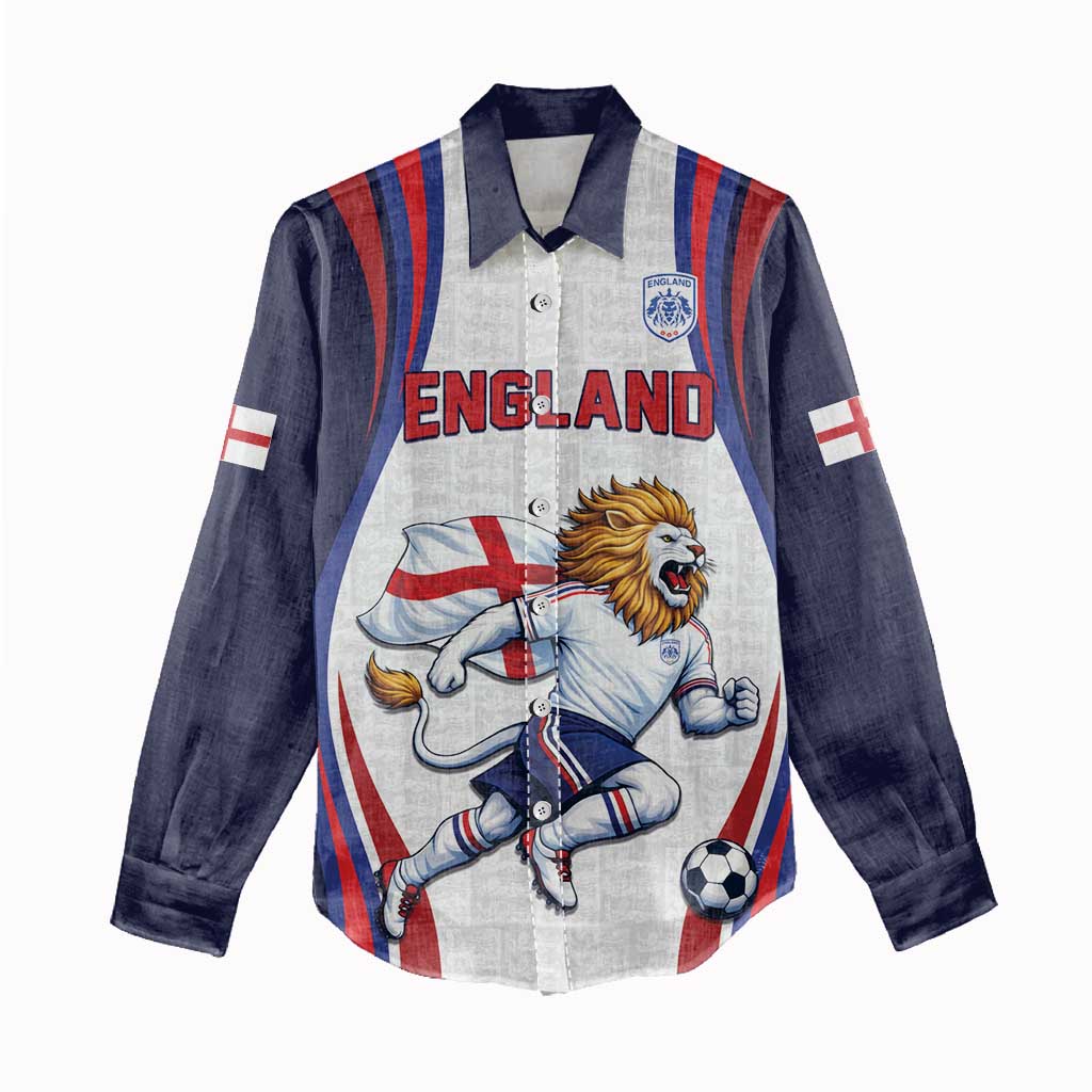 Custom World Football 2026 England Women Casual Shirt Lion Mascot St George Cross Design