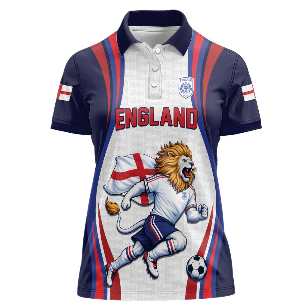 Custom World Football 2026 England Women Polo Shirt Lion Mascot St George Cross Design