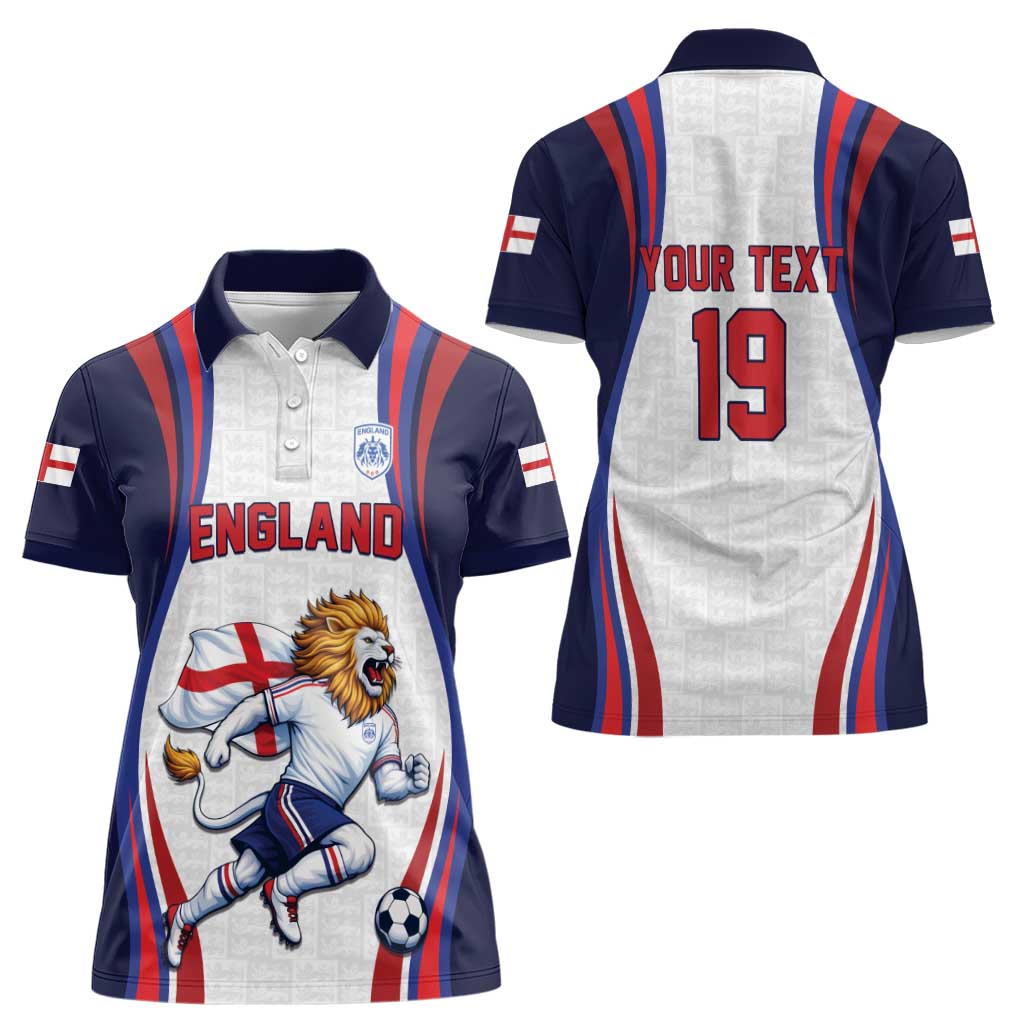 Custom World Football 2026 England Women Polo Shirt Lion Mascot St George Cross Design