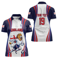 Custom World Football 2026 England Women Polo Shirt Lion Mascot St George Cross Design