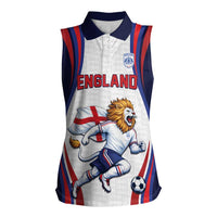 Custom World Football 2026 England Women Sleeveless Polo Shirt Lion Mascot St George Cross Design