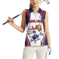Custom World Football 2026 England Women Sleeveless Polo Shirt Lion Mascot St George Cross Design