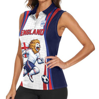 Custom World Football 2026 England Women Sleeveless Polo Shirt Lion Mascot St George Cross Design