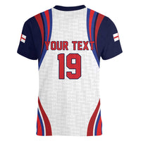 Custom World Football 2026 England Women V-Neck T-Shirt Lion Mascot St George Cross Design