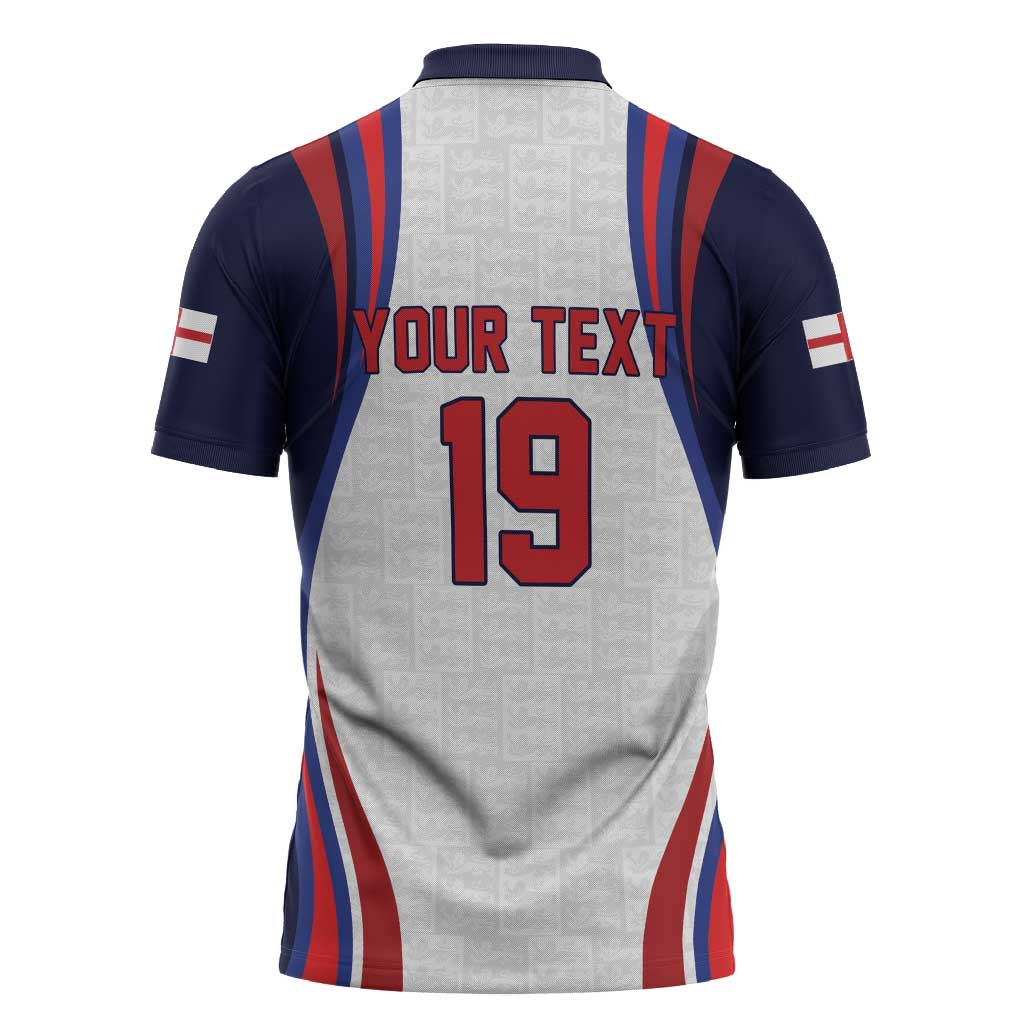 Custom World Football 2026 England Zipper Polo Shirt Lion Mascot St George Cross Design