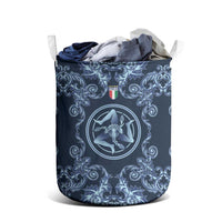Italy Football 2026 Laundry Basket Italian Trinacria Blue Baroque Design