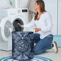 Italy Football 2026 Laundry Basket Italian Trinacria Blue Baroque Design