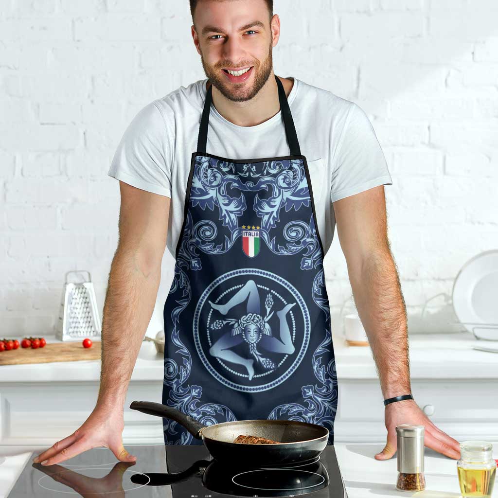 Italy Football 2026 Apron Italian Trinacria Blue Baroque Design
