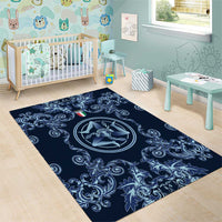 Italy Football 2026 Area Rug Italian Trinacria Blue Baroque Design