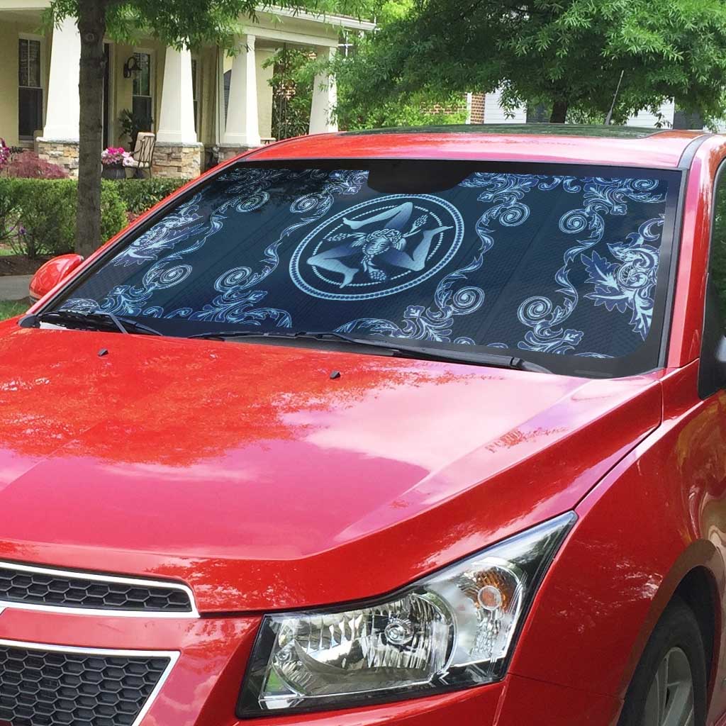 Italy Football 2026 Auto Sun Shade Italian Trinacria Blue Baroque Design