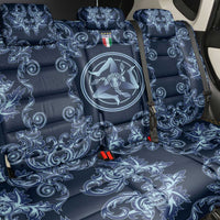 Italy Football 2026 Back Car Seat Cover Italian Trinacria Blue Baroque Design