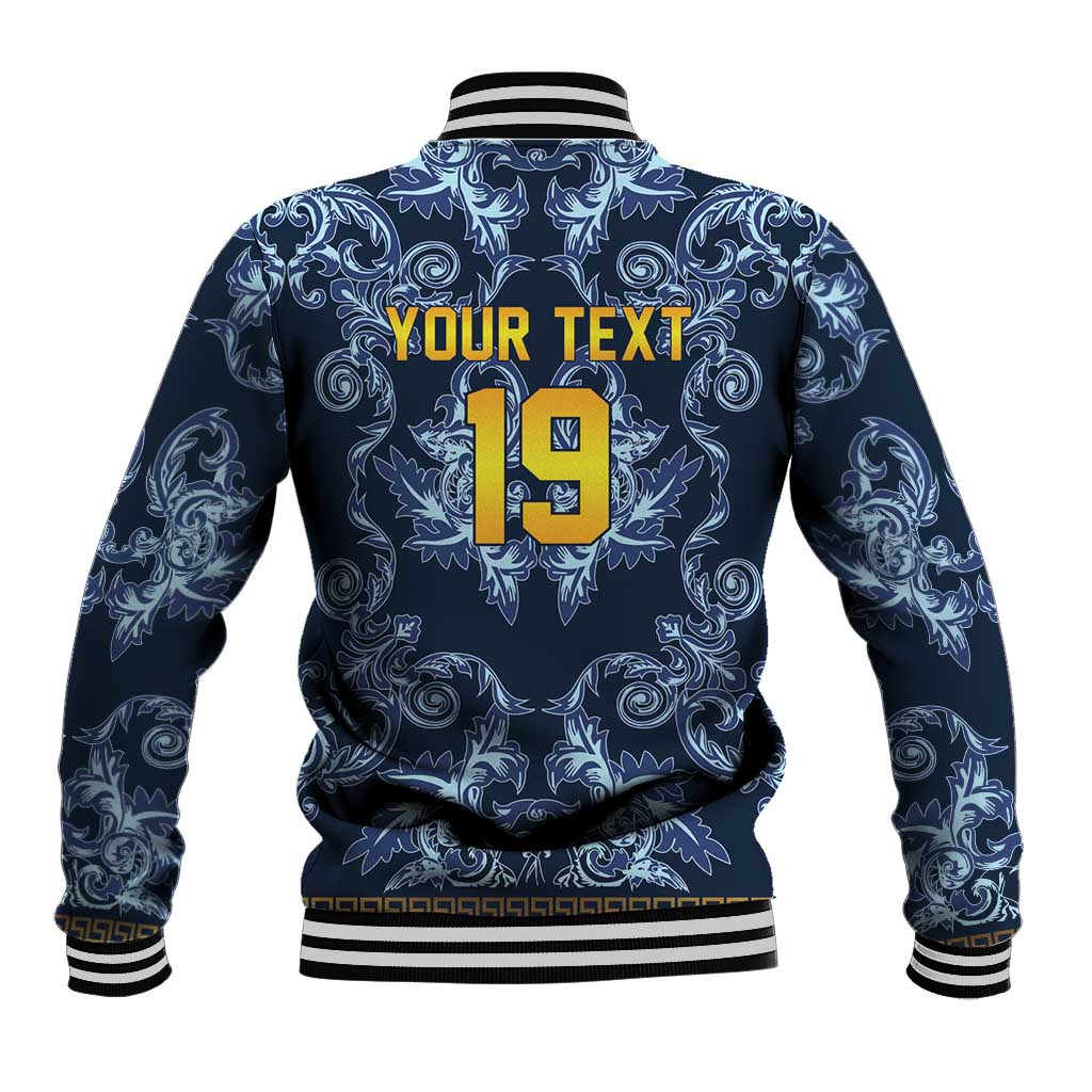 Custom Italy Football 2026 Baseball Jacket Italian Trinacria Blue Baroque Design