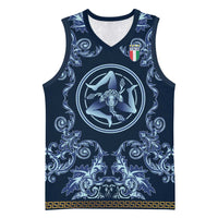 Custom Italy Football 2026 Basketball Jersey Italian Trinacria Blue Baroque Design