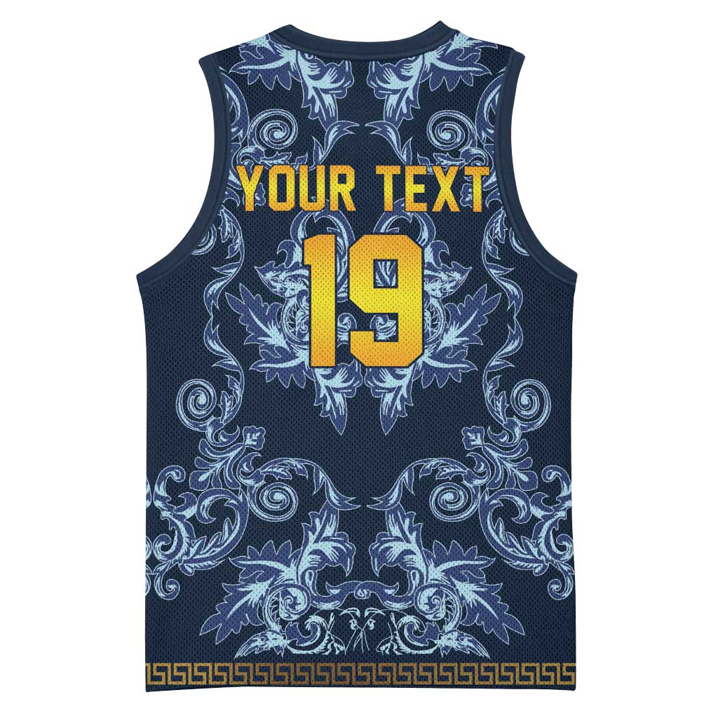 Custom Italy Football 2026 Basketball Jersey Italian Trinacria Blue Baroque Design