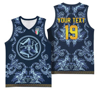 Custom Italy Football 2026 Basketball Jersey Italian Trinacria Blue Baroque Design