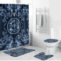Italy Football 2026 Bathroom Set Italian Trinacria Blue Baroque Design