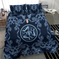 Italy Football 2026 Bedding Set Italian Trinacria Blue Baroque Design