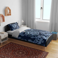 Italy Football 2026 Bedding Set Italian Trinacria Blue Baroque Design