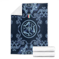Italy Football 2026 Blanket Italian Trinacria Blue Baroque Design