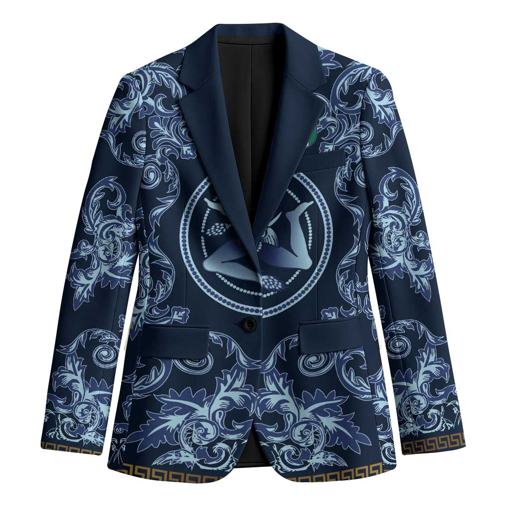 Custom Italy Football 2026 Blazer Italian Trinacria Blue Baroque Design