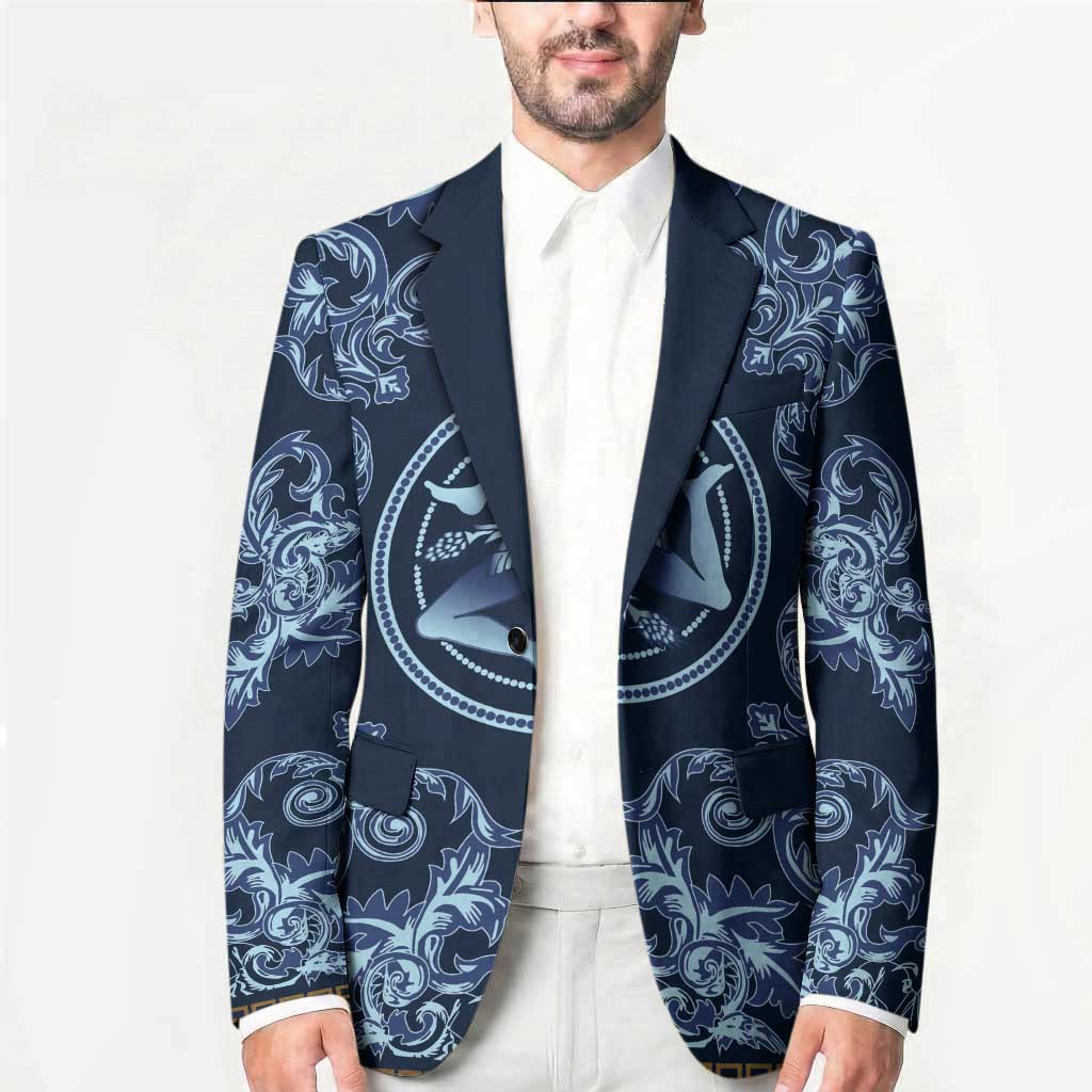 Custom Italy Football 2026 Blazer Italian Trinacria Blue Baroque Design