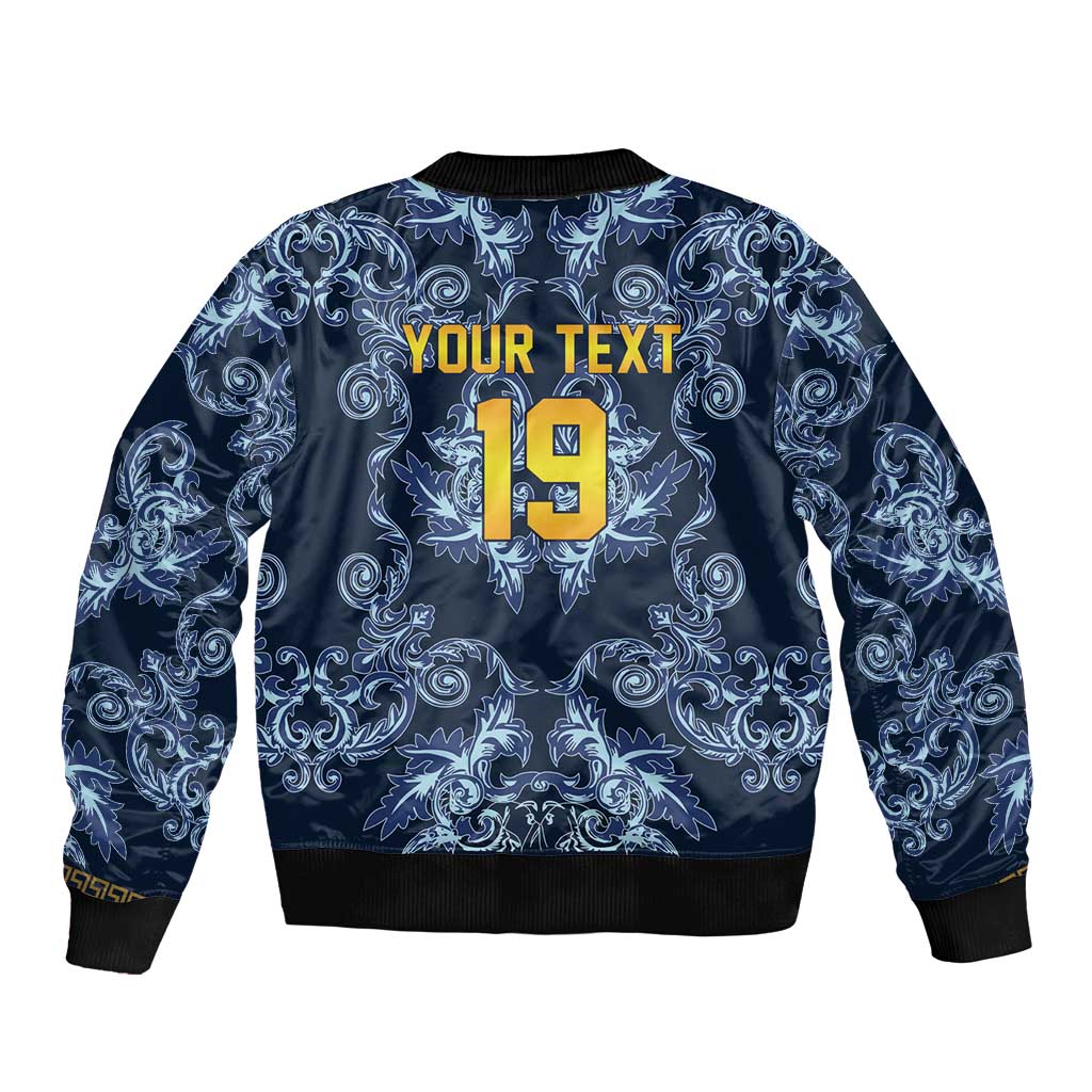 Custom Italy Football 2026 Bomber Jacket Italian Trinacria Blue Baroque Design