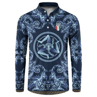 Custom Italy Football 2026 Button Sweatshirt Italian Trinacria Blue Baroque Design