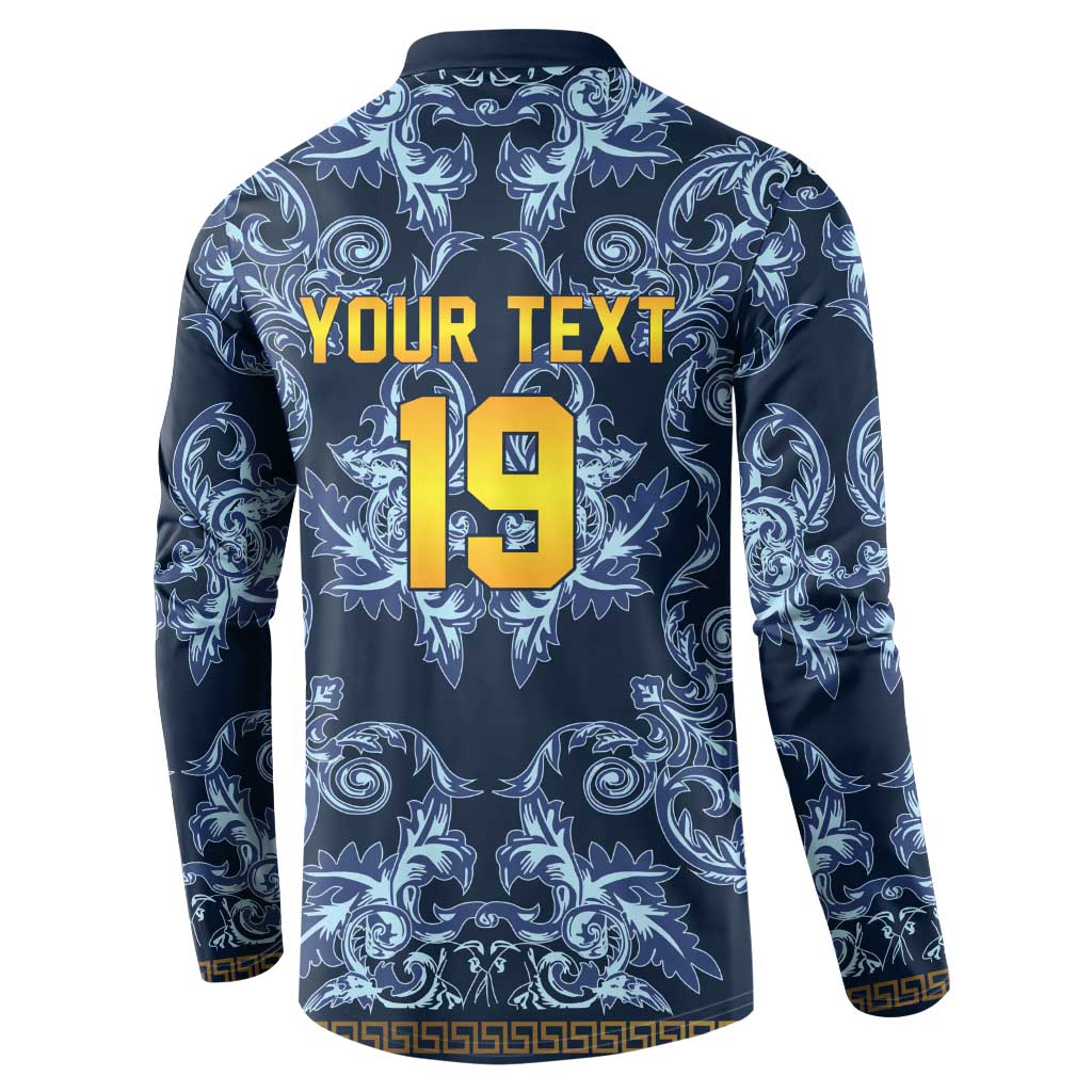 Custom Italy Football 2026 Button Sweatshirt Italian Trinacria Blue Baroque Design