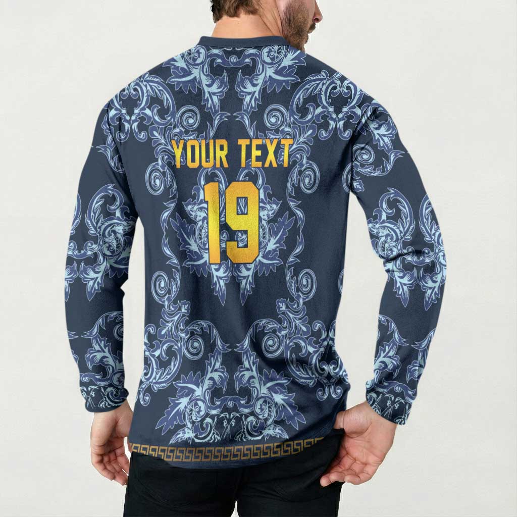 Custom Italy Football 2026 Button Sweatshirt Italian Trinacria Blue Baroque Design