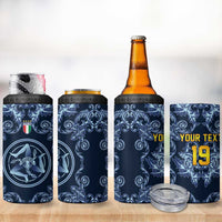 Custom Italy Football 2026 4 in 1 Can Cooler Tumbler Italian Trinacria Blue Baroque Design