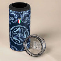 Custom Italy Football 2026 4 in 1 Can Cooler Tumbler Italian Trinacria Blue Baroque Design