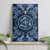 Italy Football 2026 Canvas Wall Art Italian Trinacria Blue Baroque Design