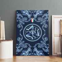 Italy Football 2026 Canvas Wall Art Italian Trinacria Blue Baroque Design