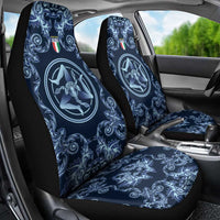 Italy Football 2026 Car Seat Cover Italian Trinacria Blue Baroque Design