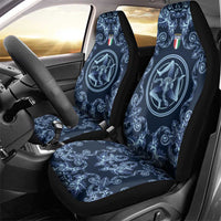 Italy Football 2026 Car Seat Cover Italian Trinacria Blue Baroque Design