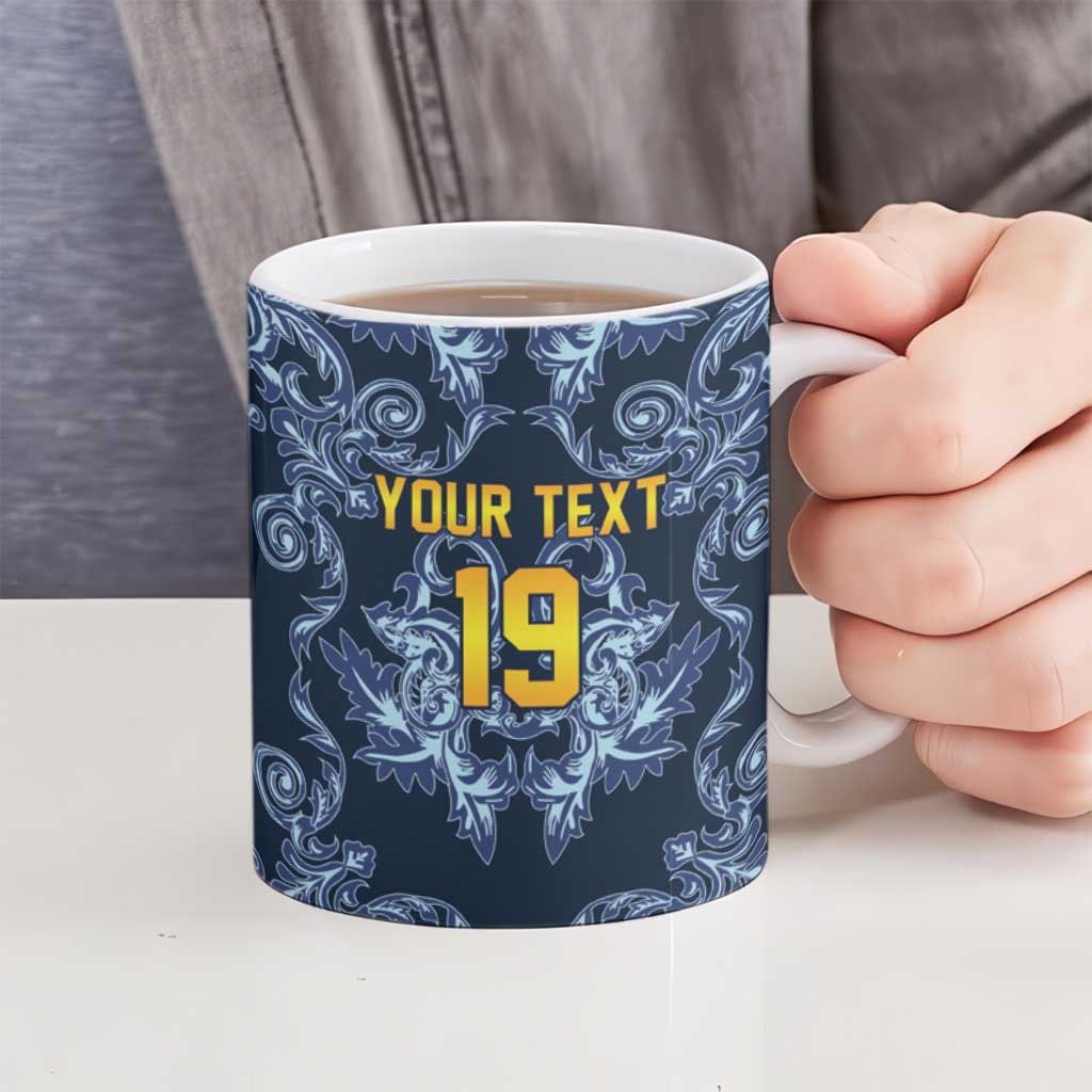 Custom Italy Football 2026 Ceramic Mug Italian Trinacria Blue Baroque Design