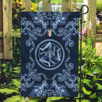 Italy Football 2026 Garden Flag Italian Trinacria Blue Baroque Design