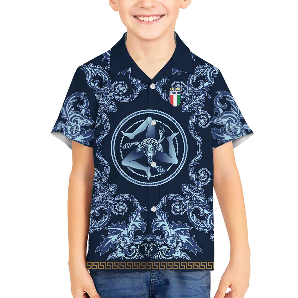 Custom Italy Football 2026 Hawaiian Shirt Italian Trinacria Blue Baroque Design