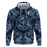 Custom Italy Football 2026 Hoodie Italian Trinacria Blue Baroque Design