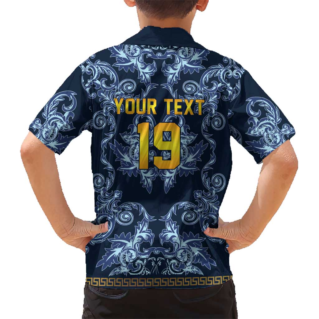 Custom Italy Football 2026 Kid Hawaiian Shirt Italian Trinacria Blue Baroque Design