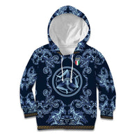 Custom Italy Football 2026 Kid Hoodie Italian Trinacria Blue Baroque Design