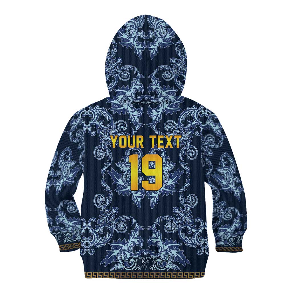 Custom Italy Football 2026 Kid Hoodie Italian Trinacria Blue Baroque Design