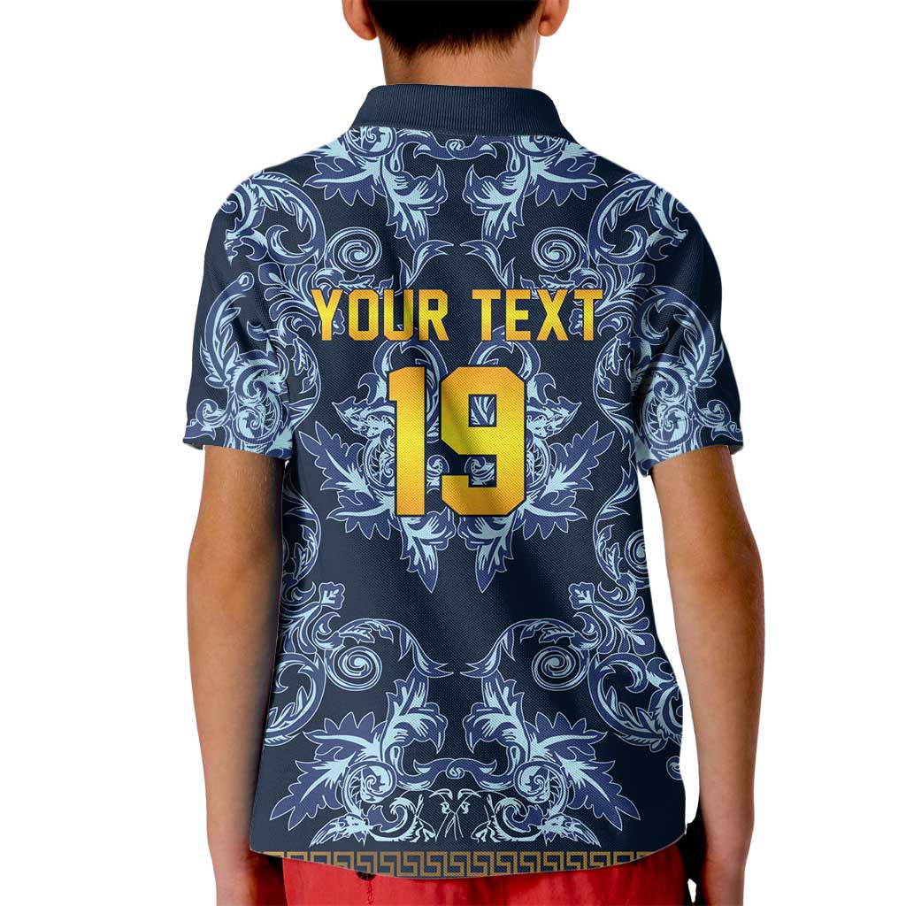 Custom Italy Football 2026 Kid Polo Shirt Italian Trinacria Blue Baroque Design