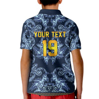 Custom Italy Football 2026 Kid Polo Shirt Italian Trinacria Blue Baroque Design