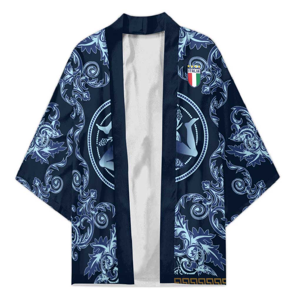 Custom Italy Football 2026 Kimono Italian Trinacria Blue Baroque Design
