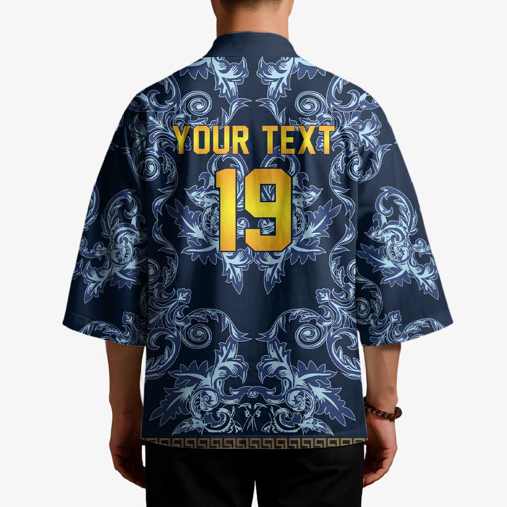 Custom Italy Football 2026 Kimono Italian Trinacria Blue Baroque Design