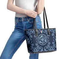 Italy Football 2026 Leather Tote Bag Italian Trinacria Blue Baroque Design