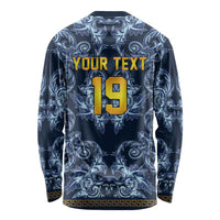 Custom Italy Football 2026 Long Sleeve Shirt Italian Trinacria Blue Baroque Design